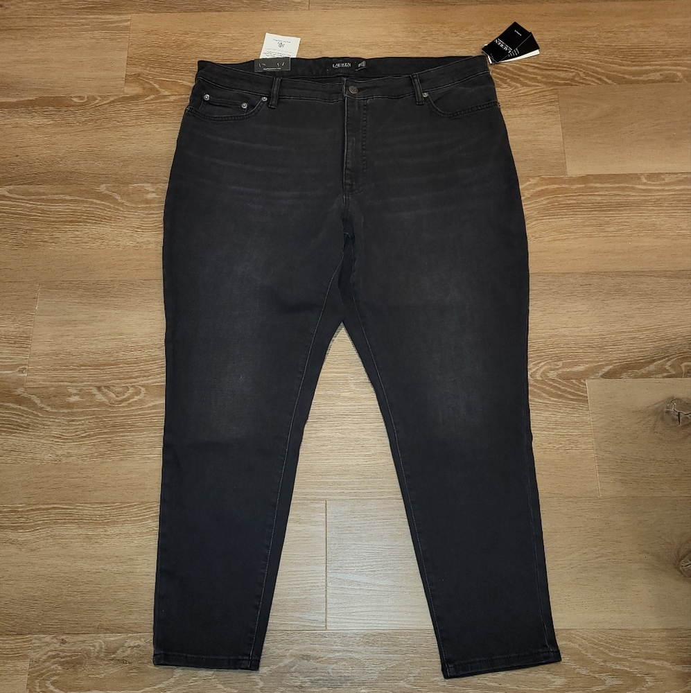 Lauren Ralph Lauren High Rise Skinny Ankle Jeans Black Wash Women's Size 20W New